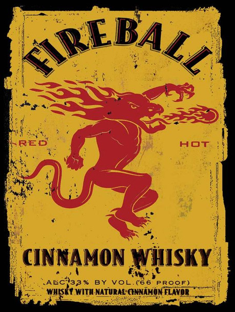 Fireball Cinnamon Whiskey Metal Sign