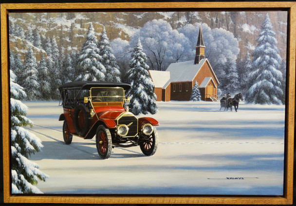 1912 Pierce Arrow Brass Era Motor Car Original Oil Painting