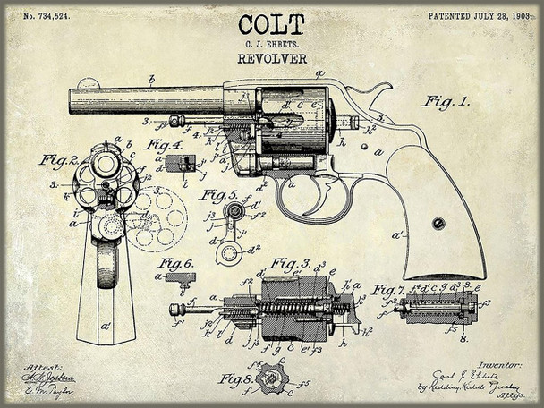 Colt Revolver Patent Metal Sign