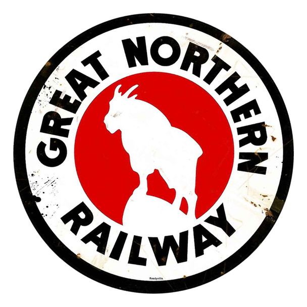 Great Northern Railway Rustic 14" Round Metal Sign