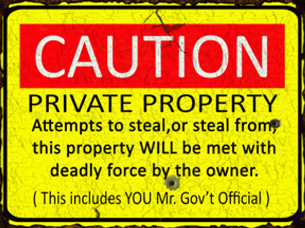 Caution-Private Property Metal Sign