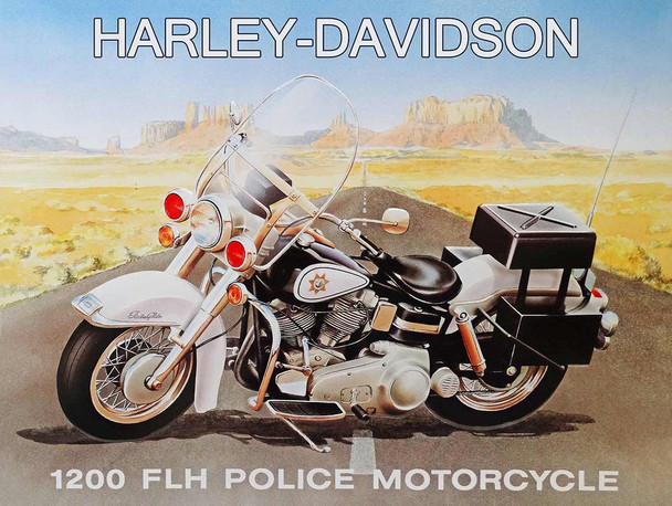 1200 FLH Police Motorcycle Harley Davidson Metal Sign