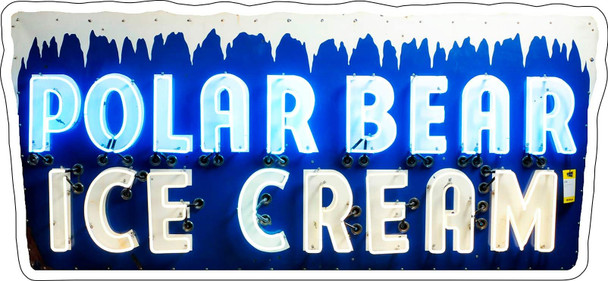 Polar Bear Ice Cream Neon Stylized Metal Sign