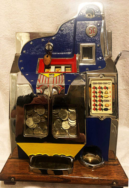 MILLS 5c QT Twenty-One Star Slot Machine circa 1930's 