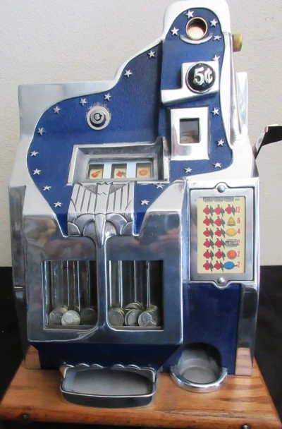 MILLS 5c QT Twenty-One Star Slot Machine circa 1930's 