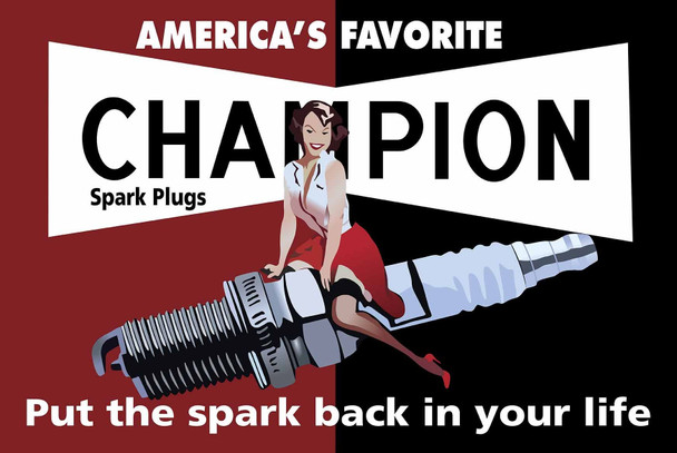 America's Favorite Champion Spark Plugs Metal Sign