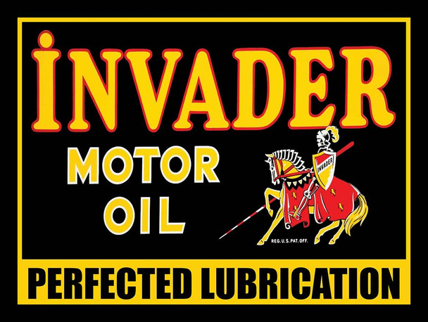 Invader Motor Oil Metal Sign