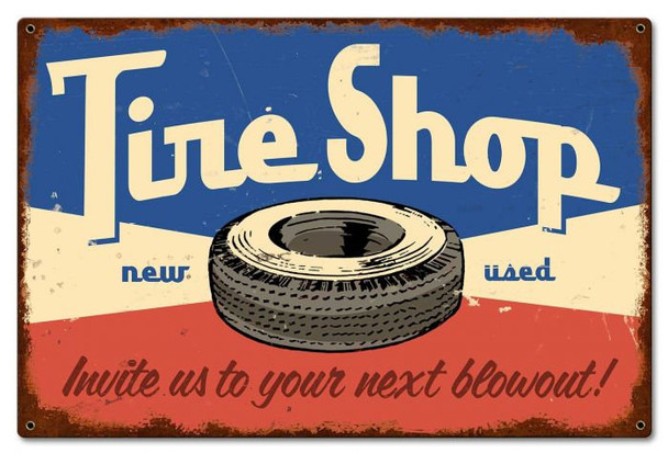 Tire Shop New and Used Metal Sign