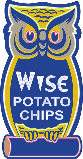 Wise Owl Potato Chips Neon Stylized Metal Sign (not real neon)