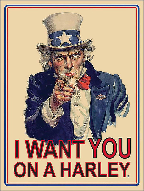 I Want You on a Harley Uncle Sam Metal Sign