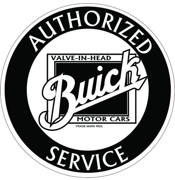 Buick 14" Black and White Round Metal Sign