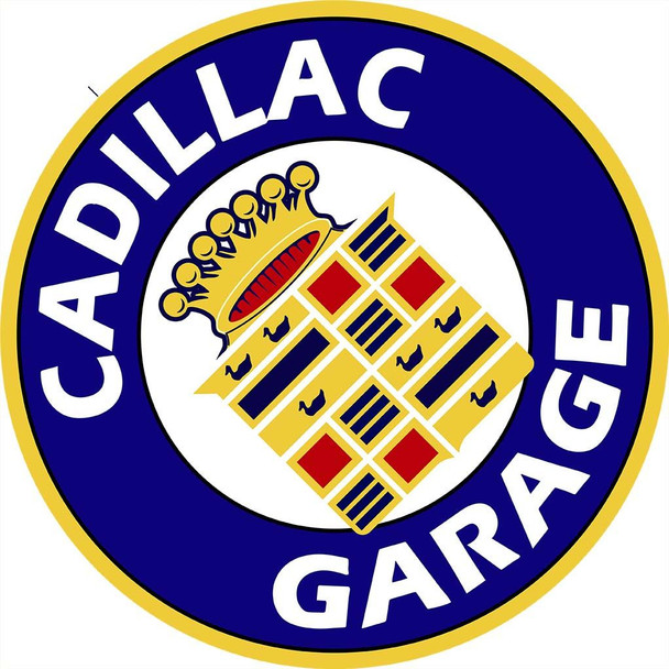 Cadillac Garage 28" Round Metal Sign