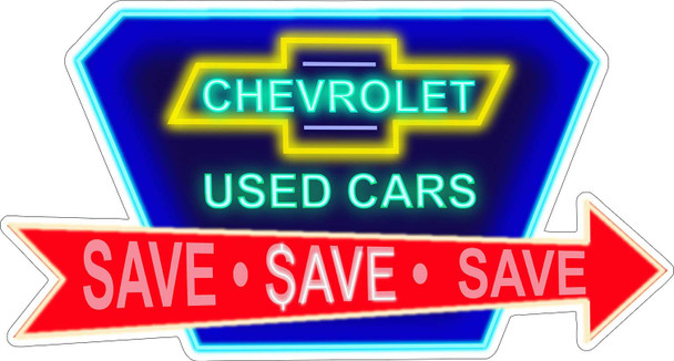 Chevrolet Used Cars Faux Neon Metal Sign