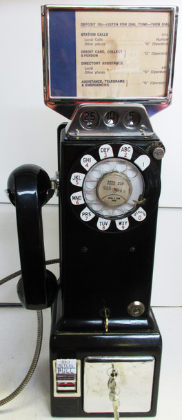 Automatic Electric Pay Telephone 3 Coin Slot 1950's Rotary Dial Operational #3