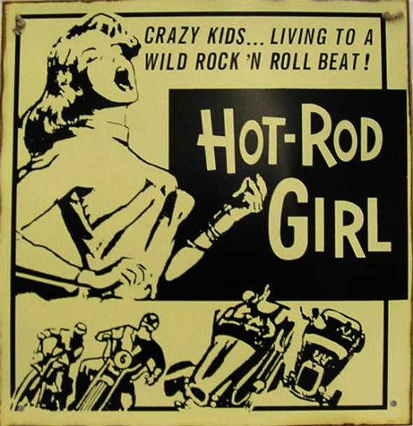 Hot Rod Girl Rustic Metal Sign