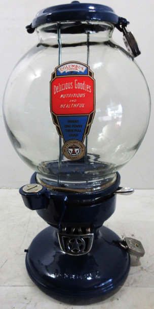Columbus Model "A" Peanut Dispenser Penny Circa 1940's Blue