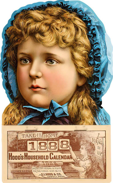 Hood's Calendar 1888 Advertising Metal Sign