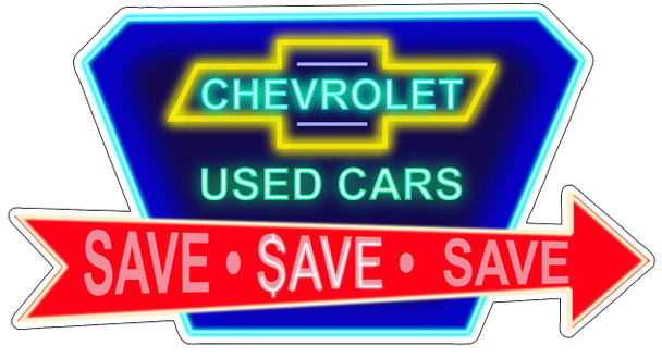 Chevrolet Used Cars Neon Design Metal Sign (not real neon)