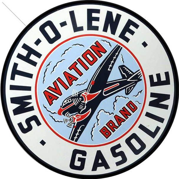 Smith-O-Lene Aviation Gasoline 14" Round Metal Sign