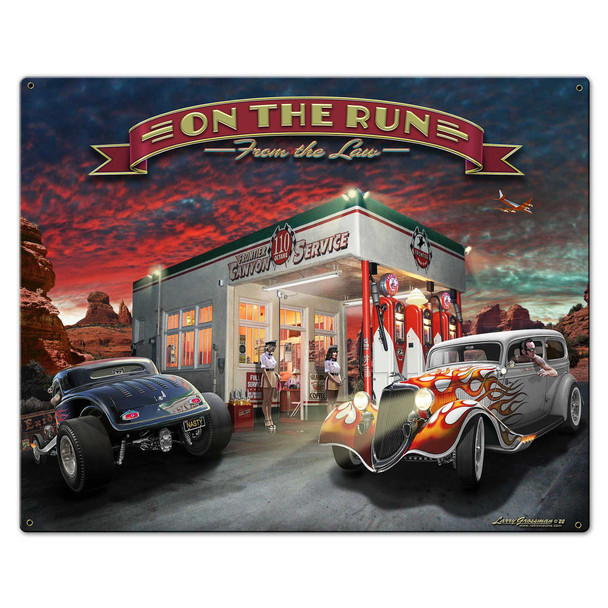 On the Run Canyon Gas Station Metal Sign