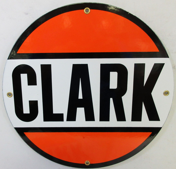 Clark Gasoline New 12" Round Porcelain Metal Sign