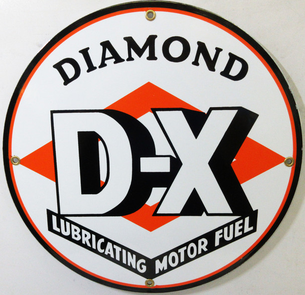 Diamond D-X Motor Fuel New 12" Round Porcelain Metal Sign