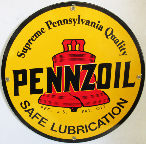 Penzoil Lubricant 12" New Round Porcelain Metal Sign