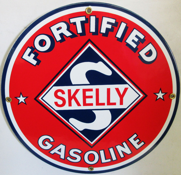 Skelly Gasoline 12" New Round Porcelain Metal Sign