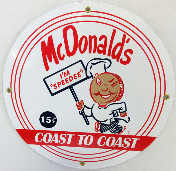McDonald's New 12" Round Porcelain Metal Sign