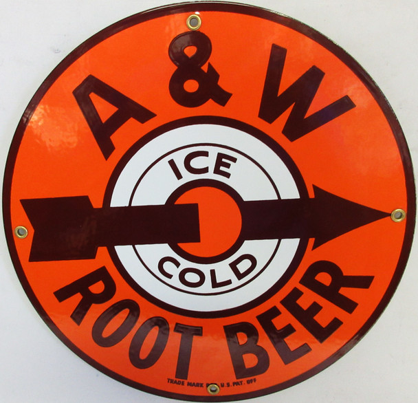 A&W Root Beer New 12" Round Porcelain Metal Sign