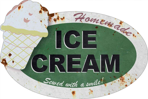 Homemade Ice Cream Cone Plasma Cut Metal Sign