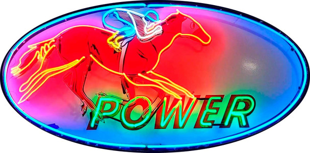 Power Race Horse Neon Image Advertising Metal Sign (not real neon)