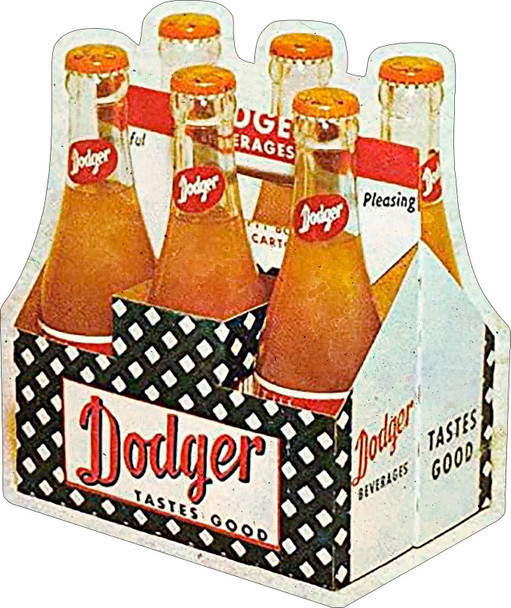 Dodger Soda Bottle Six Pack Metal Advertising Sign