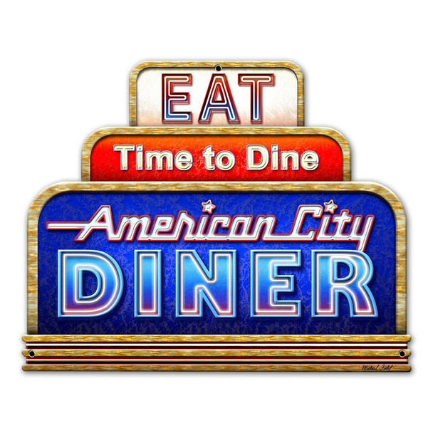 American City Diner Plasma Cut Metal Sign Advertisement
