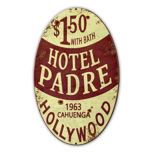 Hotel Padre Plasma Cut Metal Sign Advertisement