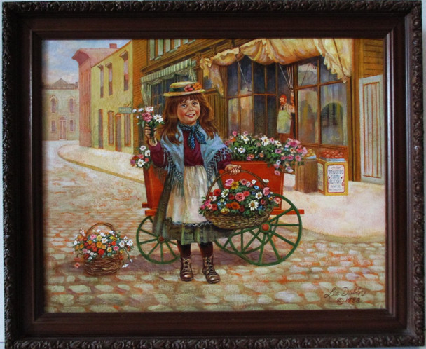 Lee Dubin Framed Original Painting "Flower Peddler"