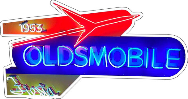 Oldsmobile Neon Image Advertising Laser Cut Metal Sign (not real neon)