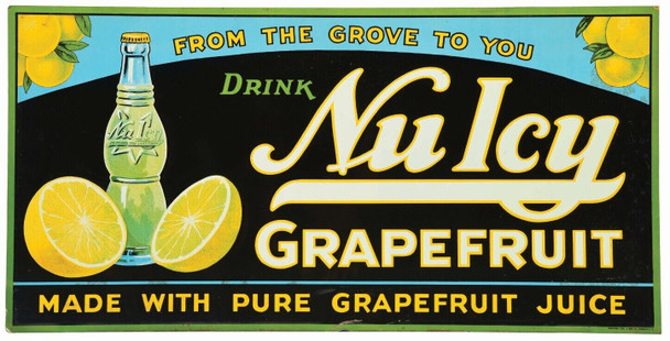 Nu Icy Grapefruit Juice Metal Advertising Sign