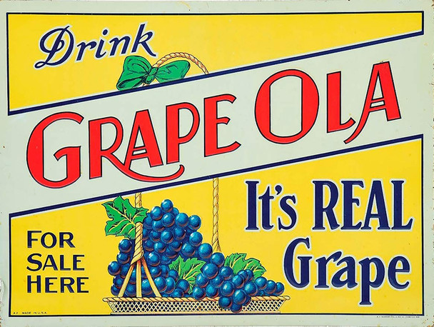 Grape Ola Soda Advertisement Metal Sign
