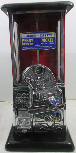 Masters Penny/Nickel Operated Peanut/Candy Machine circa 1930's Red/Black #2