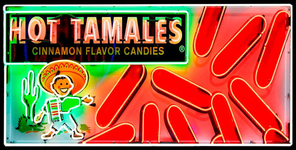 Hot Tamales Neon Stylized Metal Sign ( not real neon)