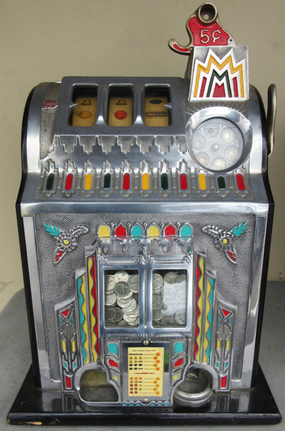 Pace 5c Poinsetta Gooseneck Slot Machine circa 1928 Original Condition