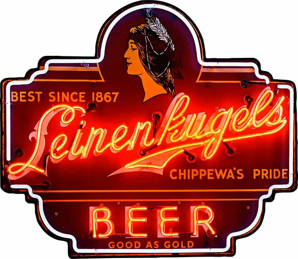 Leinenkugels Beer Neon Image Laser Cut Advertising Metal Sign (not real neon)