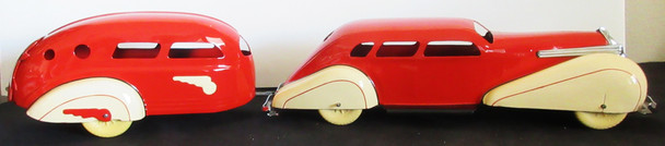 Wyandotte Metal Car with Air Stream Trailer Circa 1930's