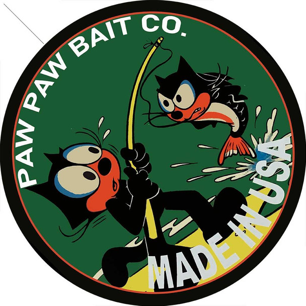 PAW PAW BAIT CO 14" Round Metal Sign