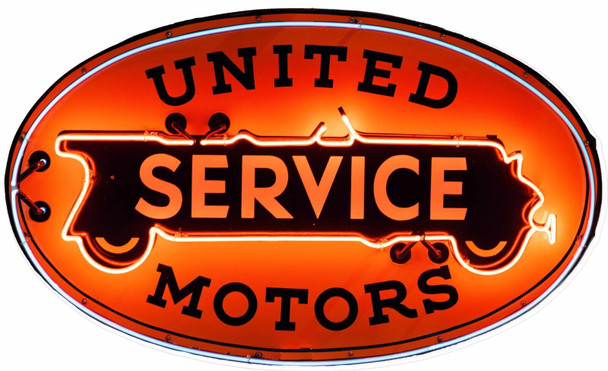 United Motors Service Neon Stylized Laser Cut Metal Sign ( not real neon)