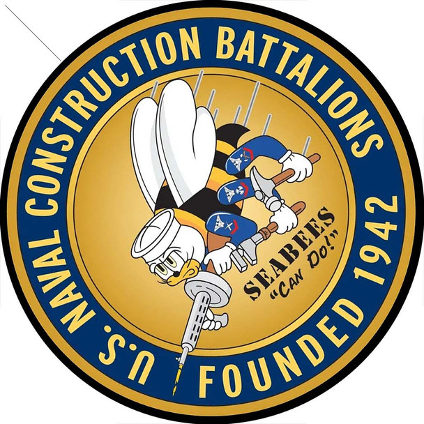 Navy Seabees Round Cut Metal Sign