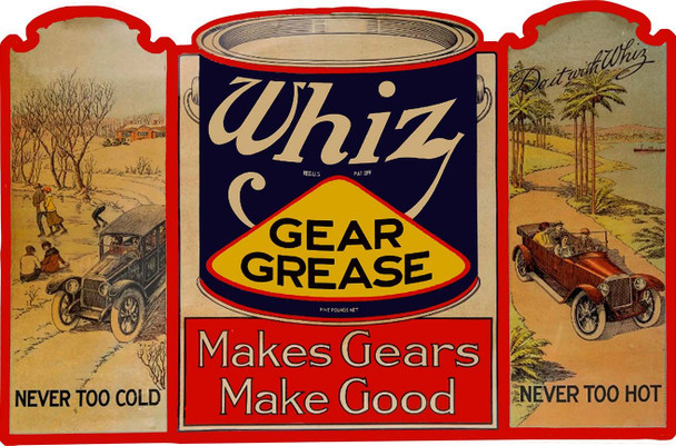 Whiz Gear Grease Vintage Laser Cut Metal Advertising Sign