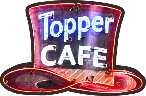 Topper Cafe Laser Cut Metal Advertising Sign