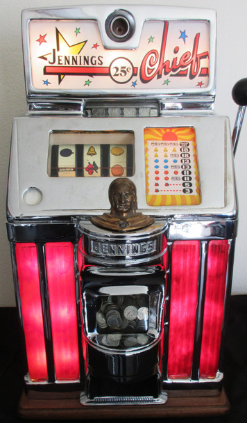 Jennings 25c Lite Up Chief Governor Slot Machine